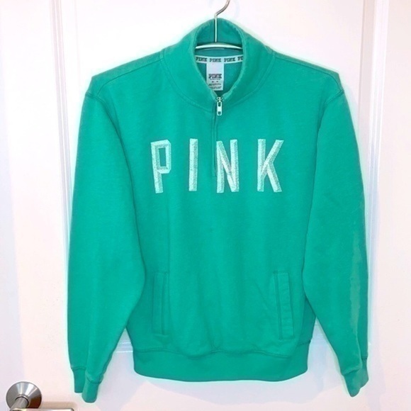 PINK VICTORIA’S SECRET | Women’s Turquoise Quarter Zip Fleece Sweatshirt, XSmall - Picture 1 of 6